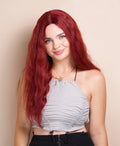 vegan fiber heatless wave wig - 24" hot red.