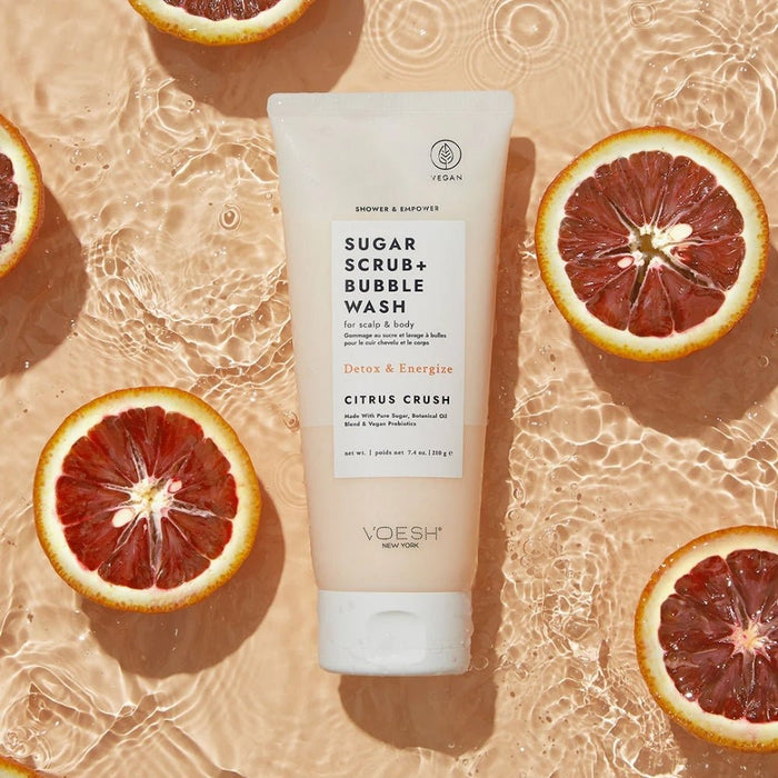 Voesh Sugar Scrub & Bubble Wash - Citrus Crush 210g - Beauty Tribe