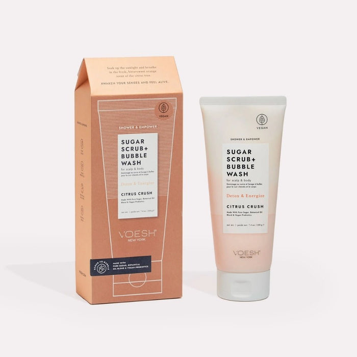 Voesh Sugar Scrub & Bubble Wash - Citrus Crush 210g - Beauty Tribe