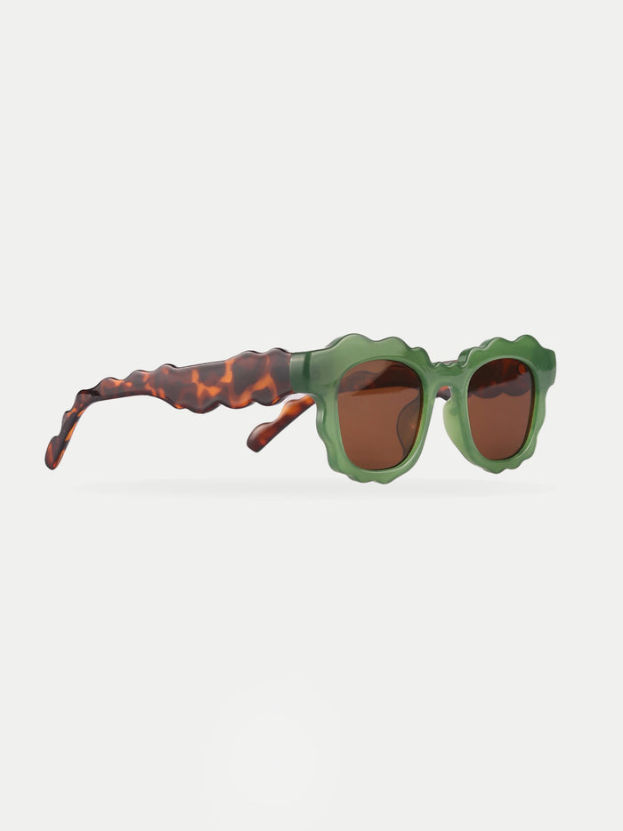 Wavy Square Sunglasses | Green-Image 3