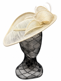 White Gold Wide Brim Disc Fascinator