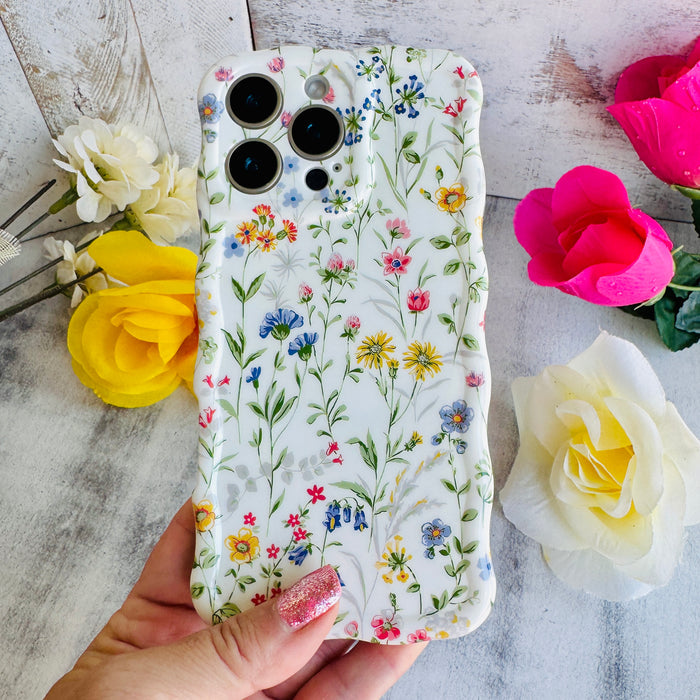Wildflowers MagSafe iPhone case with botanical wildflower garden and stems by Fancy Bands