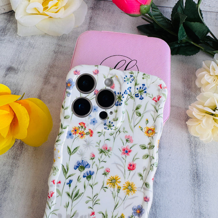 Wildflowers MagSafe iPhone case with botanical wildflower garden and stems by Fancy Bands