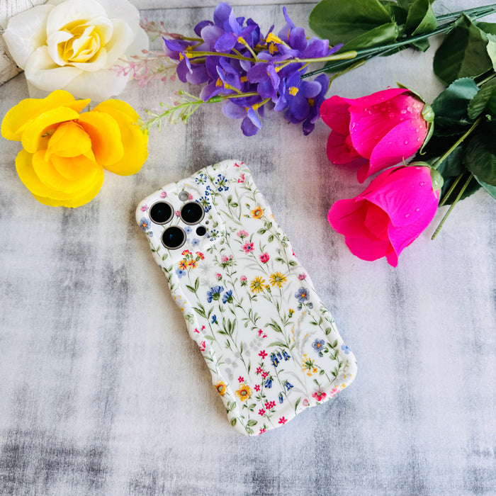 Wildflowers MagSafe iPhone case with botanical wildflower garden and stems by Fancy Bands