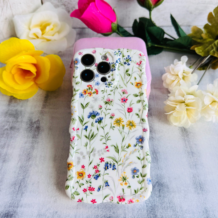 Wildflowers MagSafe iPhone case with botanical wildflower garden and stems by Fancy Bands