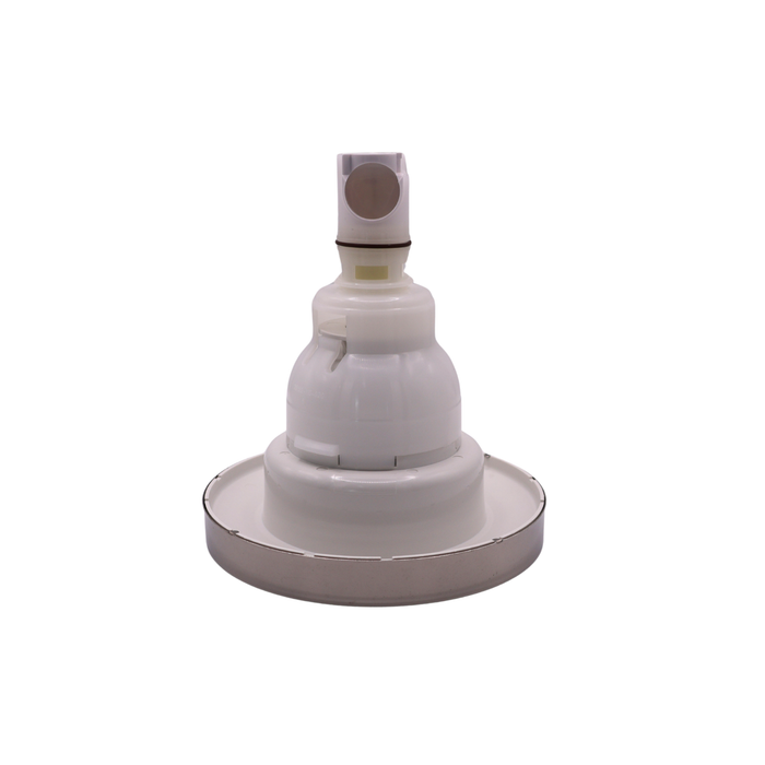 White cylindrical object with a circular base on a white background