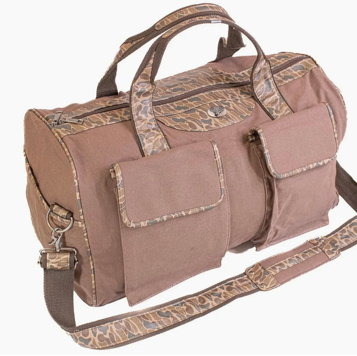Zep Pro Buck Brown Waxed Canvas Old School Camo Weekender Bag