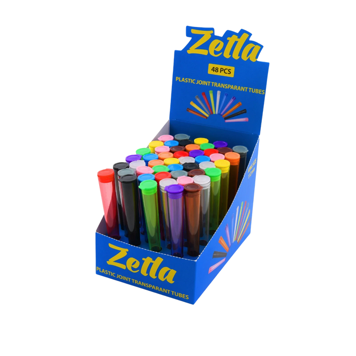Zetla Plastic Joint Tubes 112mm - Transparent Airtight Pre-Roll Joint Case | 48-Pack