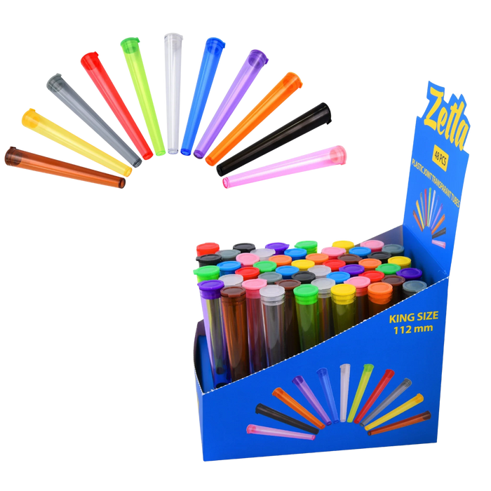 Zetla Plastic Joint Tubes 112mm - Transparent Airtight Pre-Roll Joint Case | 48-Pack
